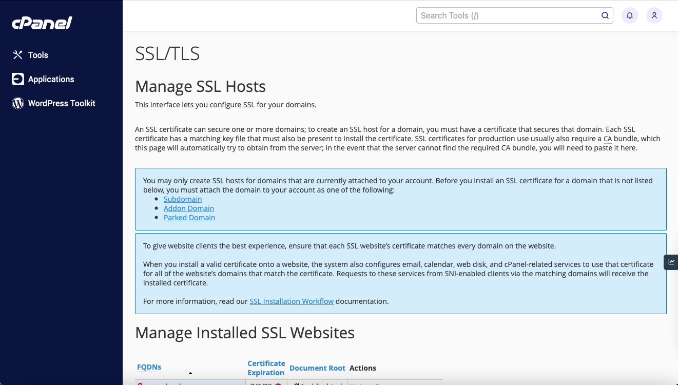 cPanel SSL Setup