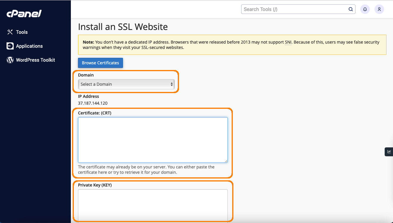 cPanel SSL Setup